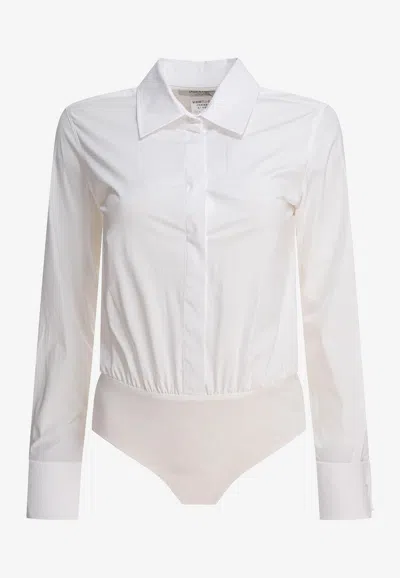 Max Mara Angora Shirt Bodysuit In White