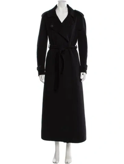 Pre-owned Max Mara Angora Trench Coat In Black
