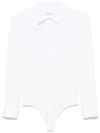 Max Mara Angora1234 Bodysuit Collared Shirt With Long Sleeves In White
