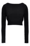 Max Mara Angri Rib Knit Wool Crop Sweater In Black