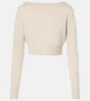 Max Mara Angri Rib Knit Wool Crop Sweater In Beige