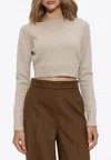 Max Mara Boat-neck Cuffed-sleeve Sweater In Beige