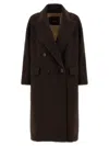 Max Mara Double-breasted Long Sleeve Coat In Brown