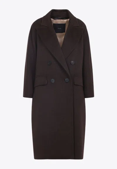 Max Mara Oversized Double Breasted Cashmere Coat In Multi