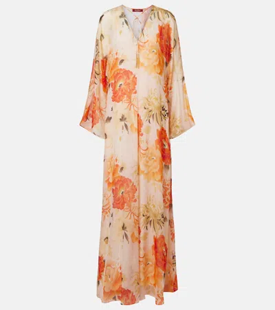 Max Mara Angus Floral Silk Chiffon Maxi Dress In Multi