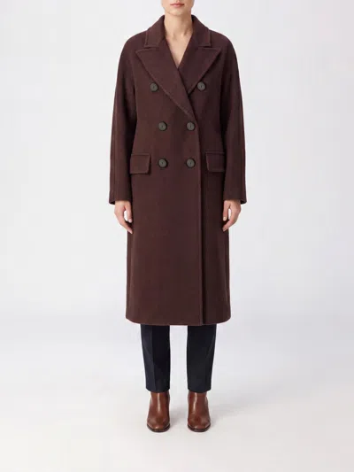 Max Mara Angus Long Double-breasted Coat In Cashmere And Alpaca In Brown