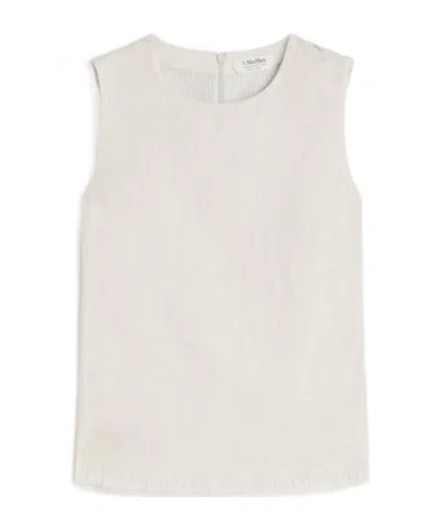 Max Mara Anika Fringed Round-neck Top In White