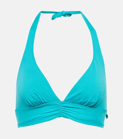 Max Mara Anika Halterneck Bikini Top In Cielo