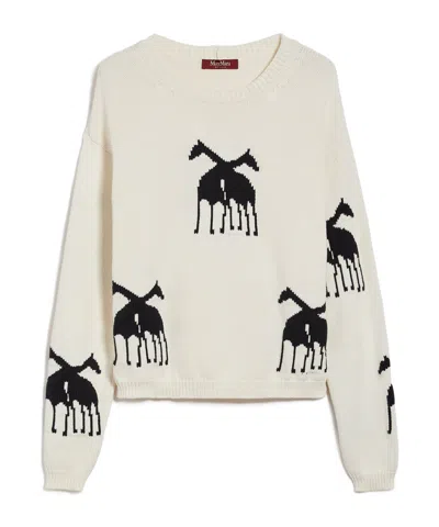 Max Mara Animal Jacquard Pattern Sweater In White