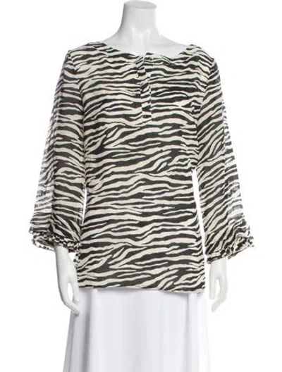 Pre-owned Max Mara Animal Print Crew Neck Blouse In Multi