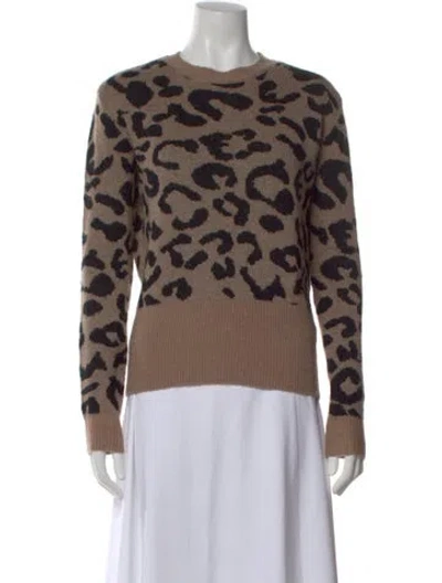 Pre-owned Max Mara Animal Print Crew Neck Sweater In Brown