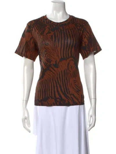 Pre-owned Max Mara Animal Print Crew Neck T-shirt In Brown