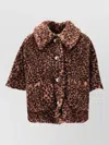 Max Mara Animal Print Faux Fur Short Sleeve Jacket In Brown