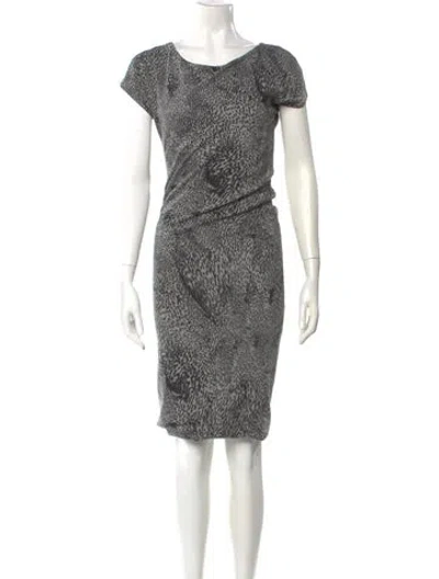 Pre-owned Max Mara Animal Print Knee-length Dress In Gray