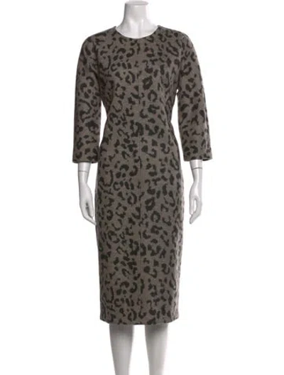 Pre-owned Max Mara Animal Print Knee-length Dress In Gray