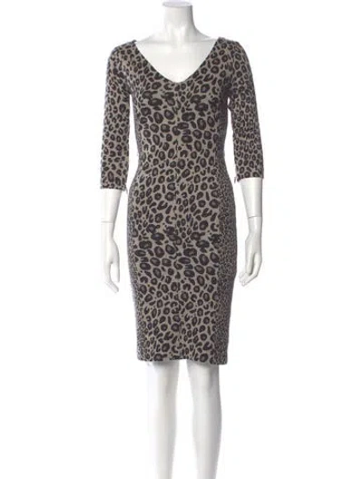 Pre-owned Max Mara Animal Print Knee-length Dress In Neutral