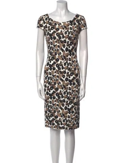 Pre-owned Max Mara Animal Print Knee-length Dress In Neutral