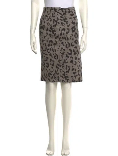 Pre-owned Max Mara Animal Print Knee-length Skirt In Green
