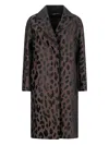 Max Mara Animal-print Long-sleeves Coat In Brown