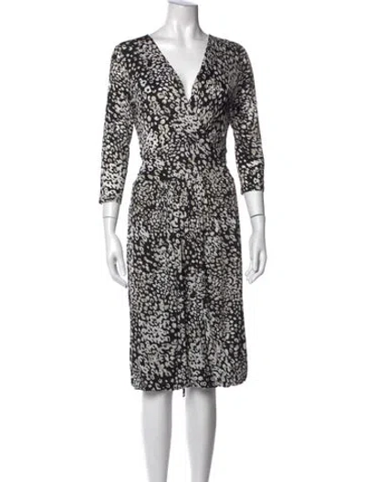 Pre-owned Max Mara Animal Print Midi Length Dress In Black
