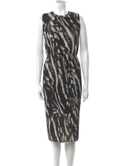 Pre-owned Max Mara Animal Print Midi Length Dress In Brown