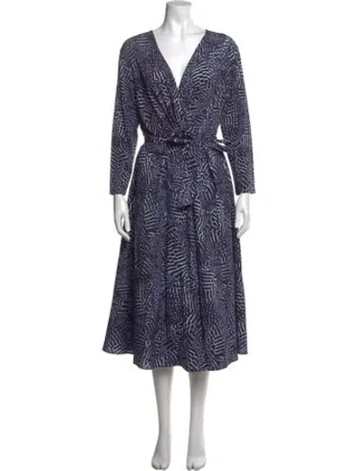 Pre-owned Max Mara Animal Print Midi Length Dress W/ Tags In Blue