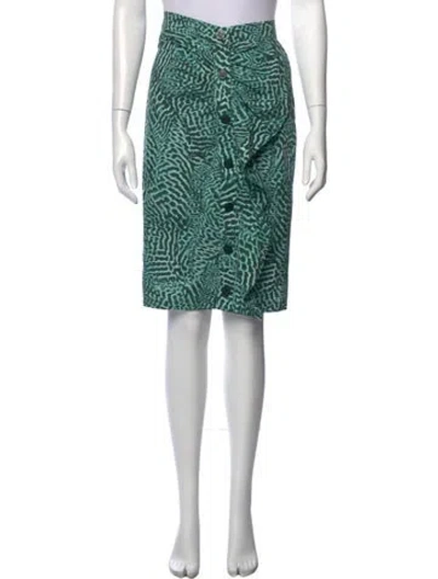 Pre-owned Max Mara Animal Print Midi Length Skirt In Green