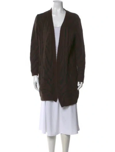 Pre-owned Max Mara Animal Print Open Front Sweater In Brown
