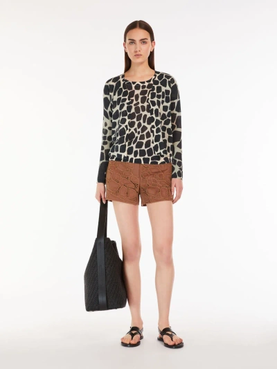 Max Mara Animal-print Organza Jumper In Ivory