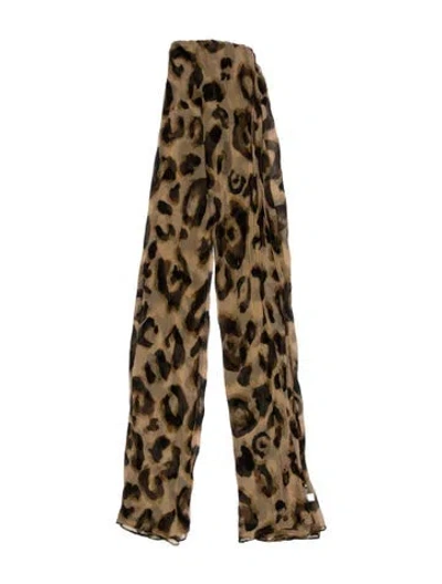 Pre-owned Max Mara Animal Print Scarf In Brown