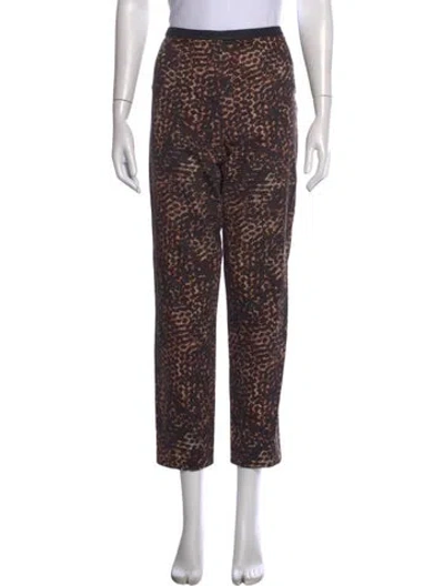 Pre-owned Max Mara Animal Print Straight Leg Pants In Brown