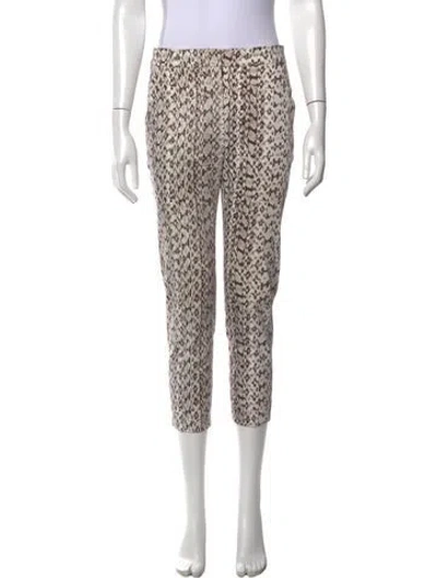 Pre-owned Max Mara Animal Print Straight Leg Pants In White