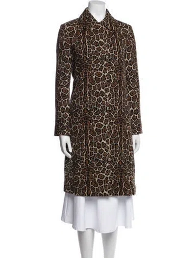 Pre-owned Max Mara Animal Print Trench Coat W/ Tags In Brown