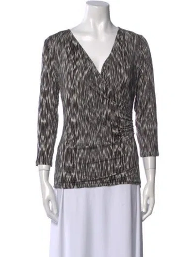 Pre-owned Max Mara Animal Print V-neck Blouse In Multi