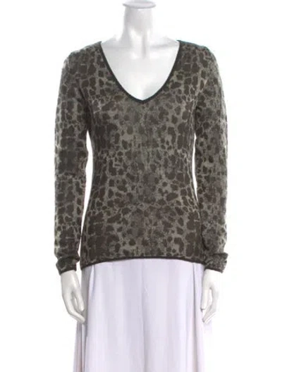 Pre-owned Max Mara Animal Print V-neck Sweater In Multi