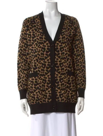 Pre-owned Max Mara Animal Print V-neck Sweater In Multi