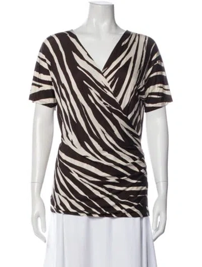 Pre-owned Max Mara Animal Print V-neck Top In Multi