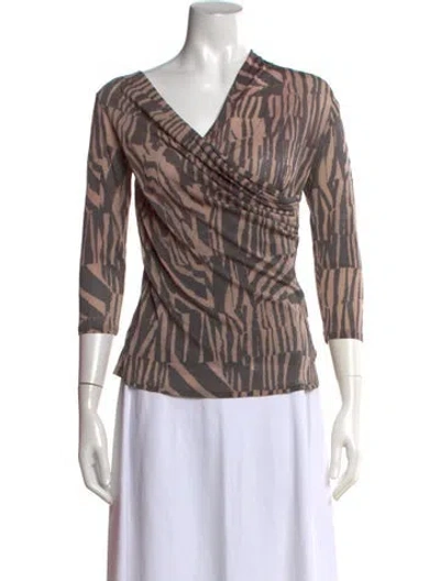 Pre-owned Max Mara Animal Print V-neck Top In Multicolor