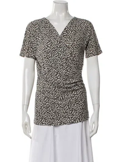 Pre-owned Max Mara Animal Print V-neck Top In Neutral