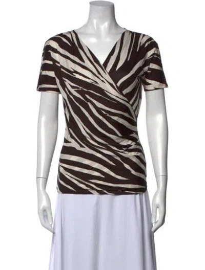 Pre-owned Max Mara Animal Print V-neck Top W/ Tags In Multi