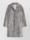 Max Mara Animal-printed Cocoon Style Cotton Coat With Lapel Collar In Multi