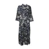 Max Mara Ankle-length Floral Robe With Belted Waist In Blue