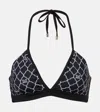 Max Mara Anna Printed Halterneck Bikini Top In Black