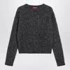 Max Mara Studio Anthracite Boxy Sweater In Alpaca Blend In Gray