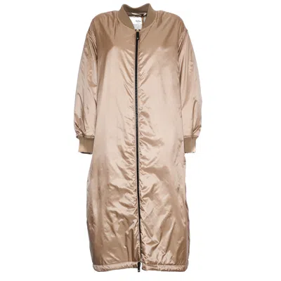 Max Mara Bomber Lungo In Tela Antigoccia Greenb In Neutrals