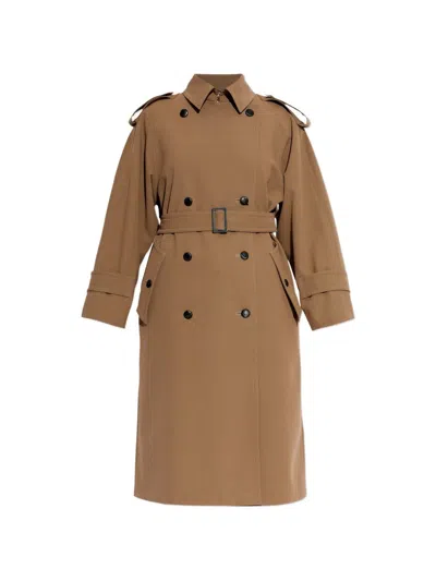 Max Mara Anti-drip Gabardine Trench Coat In Brown