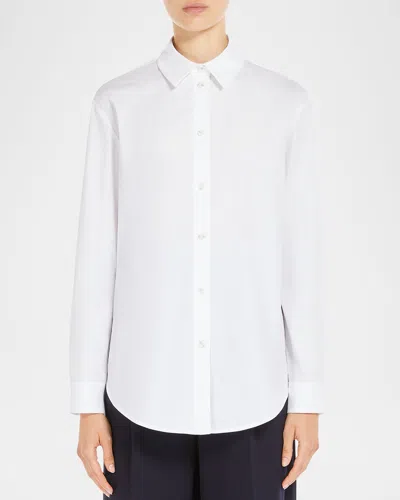 Max Mara Antille Button-down Stretch Cotton Shirt In White