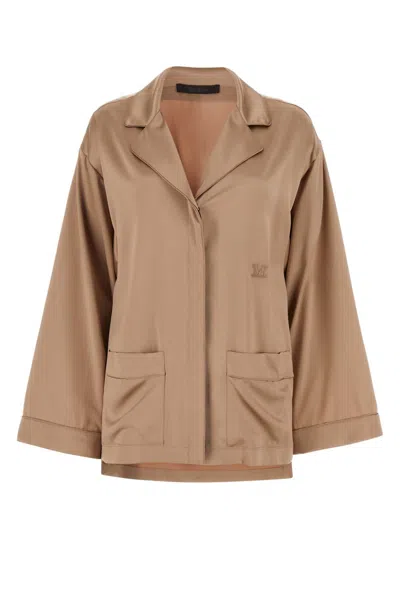 Tシャツ・カットソー Max Mara Antiqued pink satin Vasaio shirt Max Mara Antiqued Pink Satin Vasaio Shirt In Beige | ModeSens