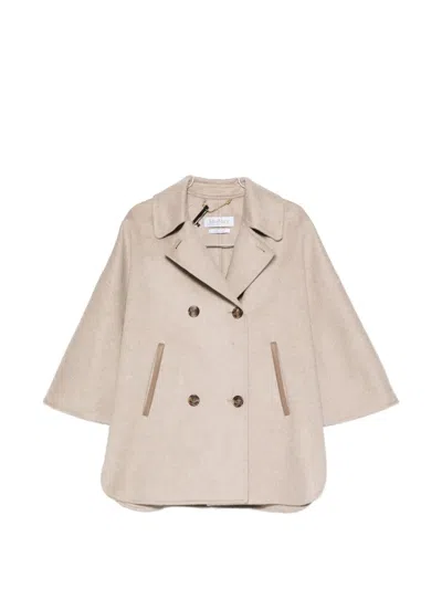 Max Mara Aospite Double-breasted Cape-style Jacket In Neutral