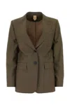 Max Mara Wool Blend Apice Blazer With Front Pockets In Cuoio
